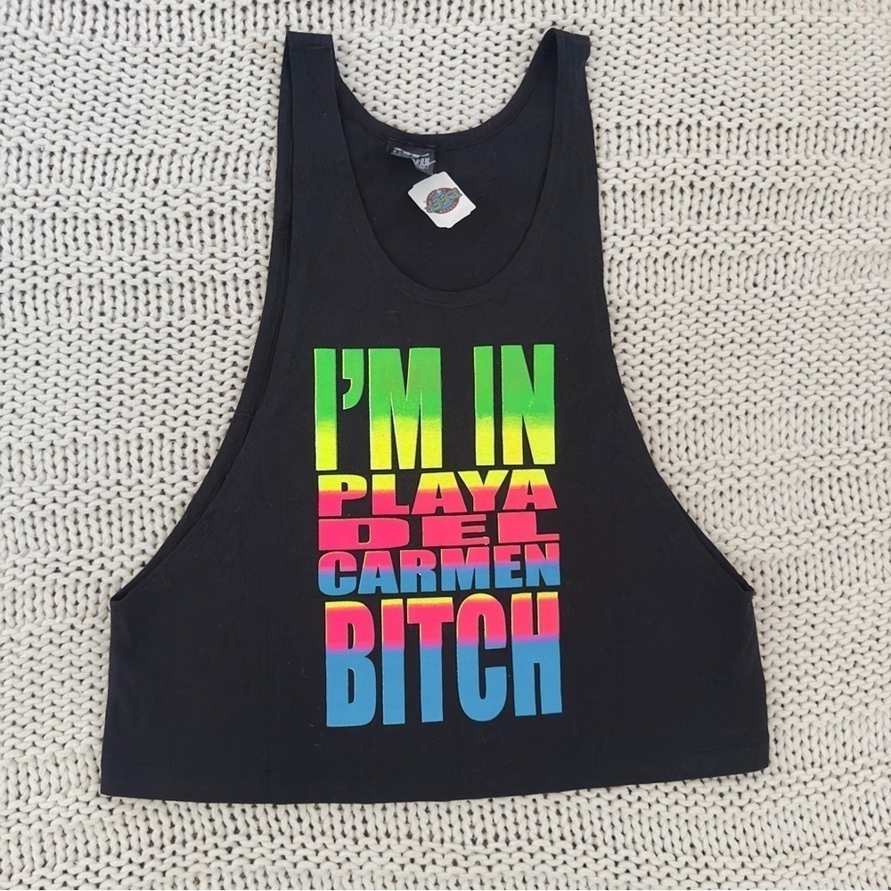 NWT Playa Del Carmen Cotton Black Solid Sleeveless Women's Tank Top Size Small